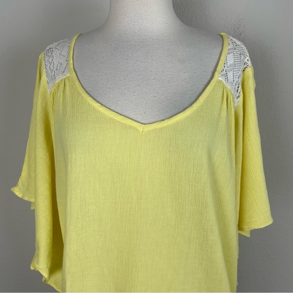 Ella Moss Yellow Gauzy Cotton Flared Sleeve Top size XS - Picture 4 of 11